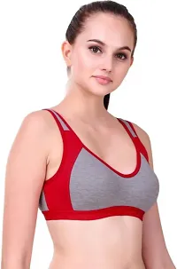 Fancy Red Cotton Blend Solid Non Padded Bras For Women-thumb2