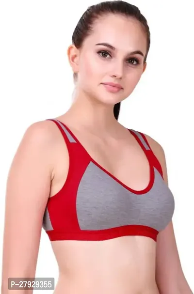 Fancy Red Cotton Blend Solid Non Padded Bras For Women-thumb3