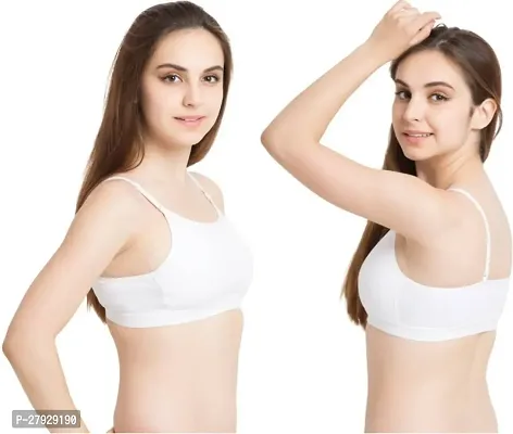 Fancy White Cotton Blend Solid Non Padded Bras For Women-thumb2