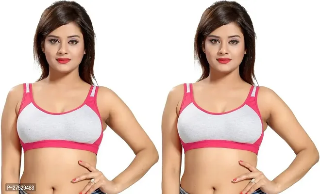 Fancy Pink Cotton Blend Solid Non Padded Bras For Women Pack Of 2