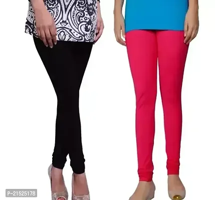 Stylish Fancy Cotton Lycra Solid Leggings For Women Pack Of 2-thumb0