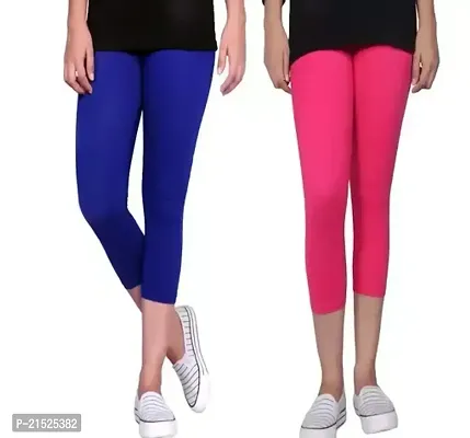 Stylish Fancy Cotton Lycra Solid Capris For Women Pack Of 2