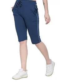 JAGGI Cotton Slim Fit Women Short Capri Katrina Pants (L, Dark Blue)-thumb4