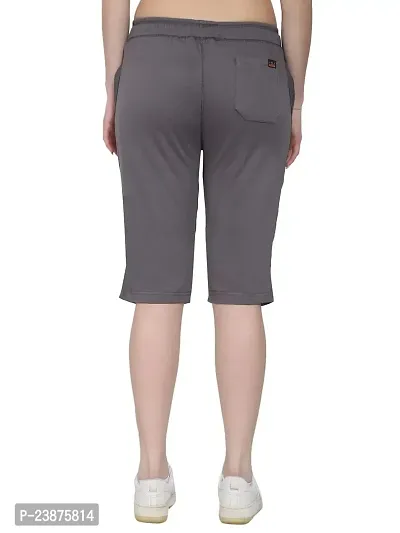 JAGGI Cotton Slim Fit Women Short Capri Katrina Pants (XL, Dark Grey)-thumb2