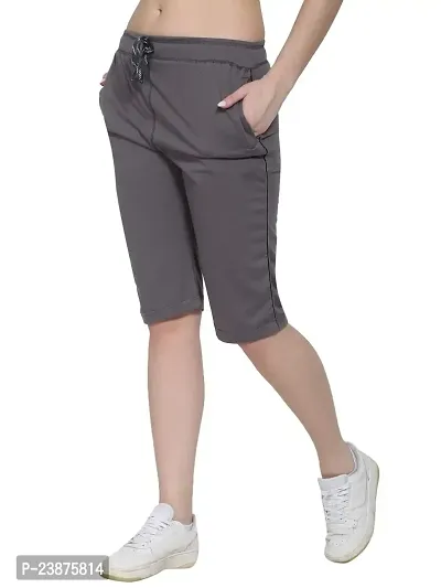 JAGGI Cotton Slim Fit Women Short Capri Katrina Pants (XL, Dark Grey)-thumb5