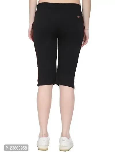JAGGI Cotton Slim Fit Women Short Capri Katrina Pants (2XL, Black)-thumb2
