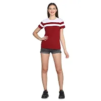 PASS  PLAY Womens Fashion Tops Round Neck Short Sleeve Summer Short Sleeve Casual Tops Cotton Short Sleeve T Shirts Tops (M, Mehrun  White)-thumb5