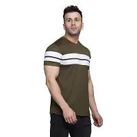 PASS  PLAY Regular Fit Men's T-Shirt, Men's Solid Casual T-Shirt, Cotton Blend Half Sleeves T-Shirt, Solid Men's Round Neck T-Shirt (L, Brown)-thumb2