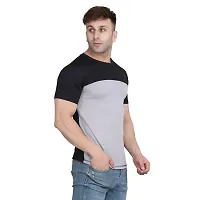 PASS  PLAY Men's Polyester T-Shirt, Mens Casual Slim Fit T-Shirt, Stripped T-Shirt, T-Shirt for Men, Short Sleeves T-Shirt for Men (XL, Grey)-thumb4