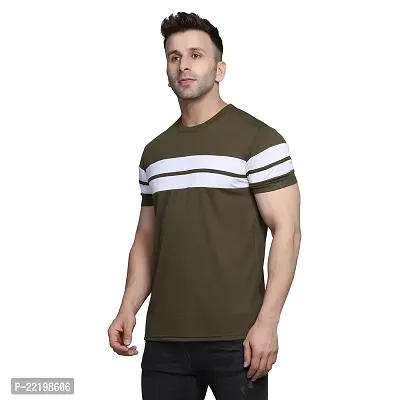 PASS  PLAY Regular Fit Men's T-Shirt, Men's Solid Casual T-Shirt, Cotton Blend Half Sleeves T-Shirt, Solid Men's Round Neck T-Shirt (L, Brown)-thumb2