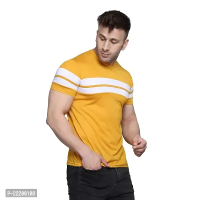 PASS  PLAY Regular Fit Men's T-Shirt, Men's Solid Casual T-Shirt, Cotton Blend Half Sleeves T-Shirt, Solid Men's Round Neck T-Shirt (S, Yellow)-thumb4