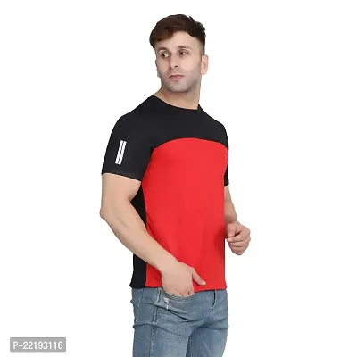 PASS  PLAY Men's Polyester T-Shirt, Mens Casual Slim Fit T-Shirt, Stripped T-Shirt, T-Shirt for Men, Short Sleeves T-Shirt for Men (XL, Red)-thumb5