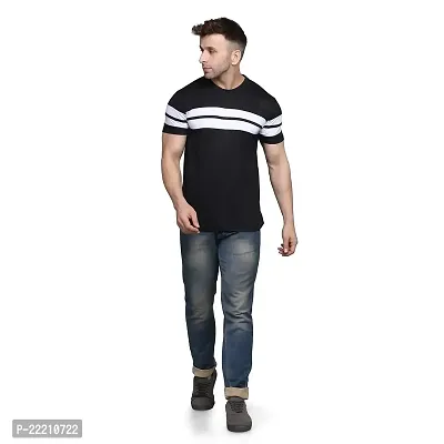 PASS  PLAY Regular Fit Men's T-Shirt, Men's Solid Casual T-Shirt, Cotton Blend Half Sleeves T-Shirt, Solid Men's Round Neck T-Shirt (M, Black)-thumb2