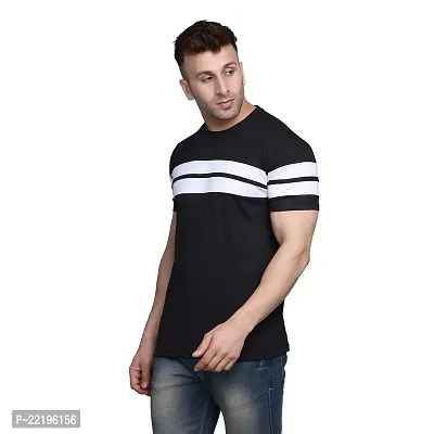 PASS  PLAY Regular Fit Men's T-Shirt, Men's Solid Casual T-Shirt, Cotton Blend Half Sleeves T-Shirt, Solid Men's Round Neck T-Shirt (L, Black)-thumb3