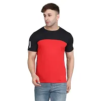 PASS  PLAY Men's Polyester T-Shirt, Mens Casual Slim Fit T-Shirt, Stripped T-Shirt, T-Shirt for Men, Short Sleeves T-Shirt for Men (S, Red)-thumb2