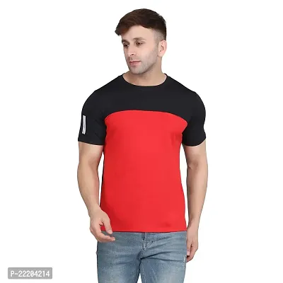 PASS  PLAY Men's Polyester T-Shirt, Mens Casual Slim Fit T-Shirt, Stripped T-Shirt, T-Shirt for Men, Short Sleeves T-Shirt for Men (S, Red)-thumb3