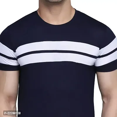 PASS  PLAY Regular Fit Men's T-Shirt, Men's Solid Casual T-Shirt, Cotton Blend Half Sleeves T-Shirt, Solid Men's Round Neck T-Shirt (L, Navy Blue)