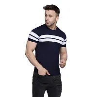 PASS  PLAY Regular Fit Men's T-Shirt, Men's Solid Casual T-Shirt, Cotton Blend Half Sleeves T-Shirt, Solid Men's Round Neck T-Shirt (M, Navy Blue)-thumb3