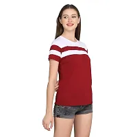 PASS  PLAY Womens Fashion Tops Round Neck Short Sleeve Summer Short Sleeve Casual Tops Cotton Short Sleeve T Shirts Tops (XL, Mehrun  White)-thumb3