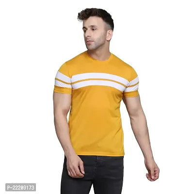 PASS  PLAY Regular Fit Men's T-Shirt, Men's Solid Casual T-Shirt, Cotton Blend Half Sleeves T-Shirt, Solid Men's Round Neck T-Shirt (XL, Yellow)-thumb3