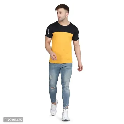 PASS  PLAY Men's Polyester T-Shirt, Mens Casual Slim Fit T-Shirt, Stripped T-Shirt, T-Shirt for Men, Short Sleeves T-Shirt for Men (XL, Yellow)