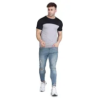 PASS  PLAY Men's Polyester T-Shirt, Mens Casual Slim Fit T-Shirt, Stripped T-Shirt, T-Shirt for Men, Short Sleeves T-Shirt for Men (XL, Grey)-thumb1