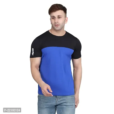 PASS  PLAY Men's Polyester T-Shirt, Mens Casual Slim Fit T-Shirt, Stripped T-Shirt, T-Shirt for Men, Short Sleeves T-Shirt for Men (XL, Blue)-thumb3