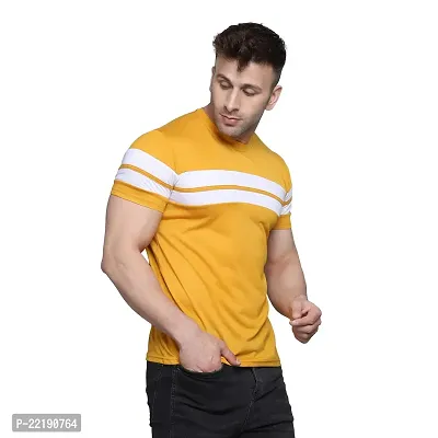 PASS  PLAY Regular Fit Men's T-Shirt, Men's Solid Casual T-Shirt, Cotton Blend Half Sleeves T-Shirt, Solid Men's Round Neck T-Shirt (L, Yellow)-thumb4