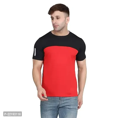 PASS  PLAY Men's Polyester T-Shirt, Mens Casual Slim Fit T-Shirt, Stripped T-Shirt, T-Shirt for Men, Short Sleeves T-Shirt for Men (XL, Red)-thumb3