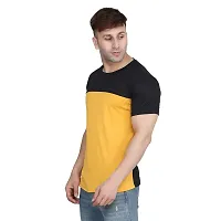 PASS  PLAY Men's Polyester T-Shirt, Mens Casual Slim Fit T-Shirt, Stripped T-Shirt, T-Shirt for Men, Short Sleeves T-Shirt for Men (L, Yellow)-thumb1