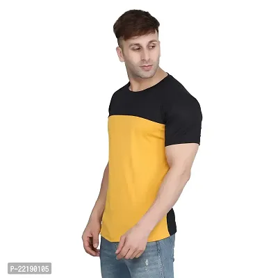 PASS  PLAY Men's Polyester T-Shirt, Mens Casual Slim Fit T-Shirt, Stripped T-Shirt, T-Shirt for Men, Short Sleeves T-Shirt for Men (L, Yellow)-thumb2