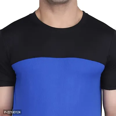 PASS  PLAY Men's Polyester T-Shirt, Mens Casual Slim Fit T-Shirt, Stripped T-Shirt, T-Shirt for Men, Short Sleeves T-Shirt for Men (XL, Blue)-thumb5