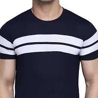 PASS  PLAY Regular Fit Men's T-Shirt, Men's Solid Casual T-Shirt, Cotton Blend Half Sleeves T-Shirt, Solid Men's Round Neck T-Shirt (M, Navy Blue)-thumb4