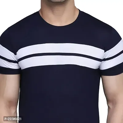 PASS  PLAY Regular Fit Men's T-Shirt, Men's Solid Casual T-Shirt, Cotton Blend Half Sleeves T-Shirt, Solid Men's Round Neck T-Shirt (M, Navy Blue)-thumb5