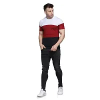 PASS  PLAY Men's T-Shirt, Men's Regular Fit T-Shirt, T-Shirt for Men, Casual T-Shirt for Men, Cotton Blend Half Sleeves (L, Red)-thumb2