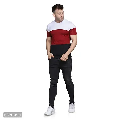 PASS  PLAY Men's T-Shirt, Men's Regular Fit T-Shirt, T-Shirt for Men, Casual T-Shirt for Men, Cotton Blend Half Sleeves (L, Red)-thumb3
