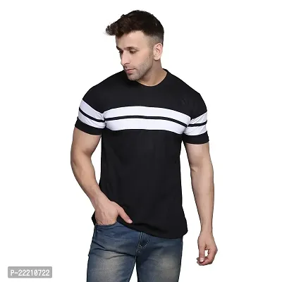 PASS  PLAY Regular Fit Men's T-Shirt, Men's Solid Casual T-Shirt, Cotton Blend Half Sleeves T-Shirt, Solid Men's Round Neck T-Shirt (M, Black)-thumb0