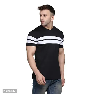 PASS  PLAY Regular Fit Men's T-Shirt, Men's Solid Casual T-Shirt, Cotton Blend Half Sleeves T-Shirt, Solid Men's Round Neck T-Shirt (XL, Black)-thumb4