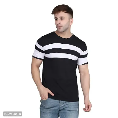 PASS  PLAY Regular Fit Men's T-Shirt, Men's Solid Casual T-Shirt, Cotton Blend Half Sleeves T-Shirt, Solid Men's Round Neck T-Shirt (L, Black)