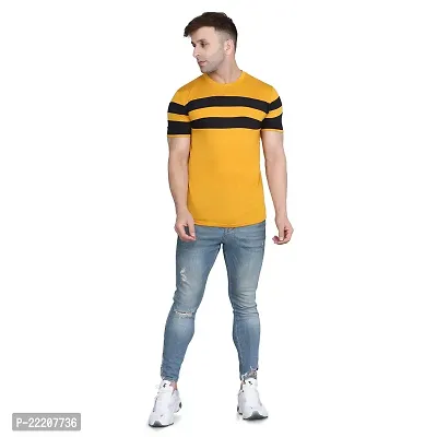 PASS  PLAY Men's T-Shirt, Men Solid T-Shirt, Men's Regular T-Shirt, T-Shirt for Men, Casual T-Shirt for Men (L, Yellow)-thumb5