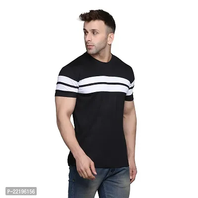 PASS  PLAY Regular Fit Men's T-Shirt, Men's Solid Casual T-Shirt, Cotton Blend Half Sleeves T-Shirt, Solid Men's Round Neck T-Shirt (L, Black)-thumb4