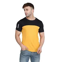 PASS  PLAY Men's Polyester T-Shirt, Mens Casual Slim Fit T-Shirt, Stripped T-Shirt, T-Shirt for Men, Short Sleeves T-Shirt for Men (S, Yellow)-thumb2