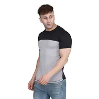 PASS  PLAY Men's Polyester T-Shirt, Mens Casual Slim Fit T-Shirt, Stripped T-Shirt, T-Shirt for Men, Short Sleeves T-Shirt for Men (XL, Grey)-thumb3