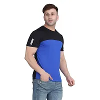 PASS  PLAY Men's Polyester T-Shirt, Mens Casual Slim Fit T-Shirt, Stripped T-Shirt, T-Shirt for Men, Short Sleeves T-Shirt for Men (XL, Blue)-thumb3