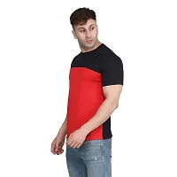 PASS  PLAY Men's Polyester T-Shirt, Mens Casual Slim Fit T-Shirt, Stripped T-Shirt, T-Shirt for Men, Short Sleeves T-Shirt for Men (S, Red)-thumb3