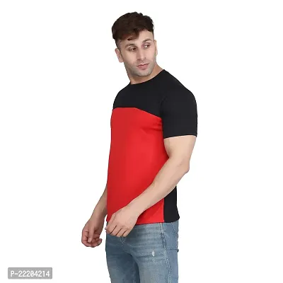 PASS  PLAY Men's Polyester T-Shirt, Mens Casual Slim Fit T-Shirt, Stripped T-Shirt, T-Shirt for Men, Short Sleeves T-Shirt for Men (S, Red)-thumb4