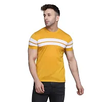 PASS  PLAY Regular Fit Men's T-Shirt, Men's Solid Casual T-Shirt, Cotton Blend Half Sleeves T-Shirt, Solid Men's Round Neck T-Shirt (S, Yellow)-thumb2