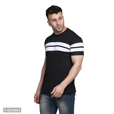 PASS  PLAY Regular Fit Men's T-Shirt, Men's Solid Casual T-Shirt, Cotton Blend Half Sleeves T-Shirt, Solid Men's Round Neck T-Shirt (S, Black)-thumb3