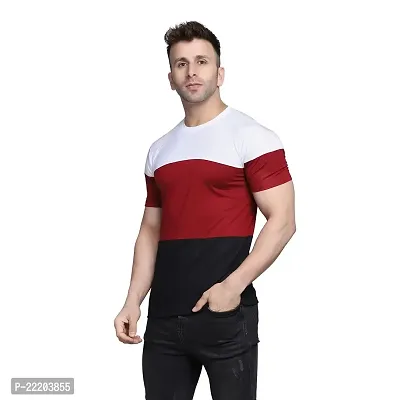 PASS  PLAY Men's T-Shirt, Men's Regular Fit T-Shirt, T-Shirt for Men, Casual T-Shirt for Men, Cotton Blend Half Sleeves (M, Red)-thumb0