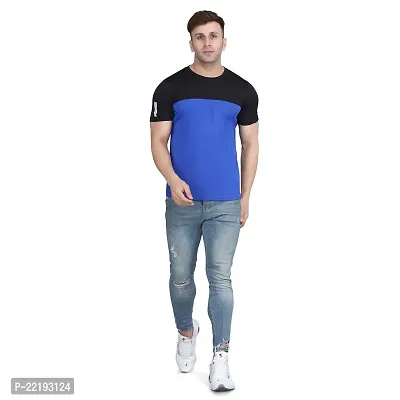 PASS  PLAY Men's Polyester T-Shirt, Mens Casual Slim Fit T-Shirt, Stripped T-Shirt, T-Shirt for Men, Short Sleeves T-Shirt for Men (XL, Blue)-thumb0